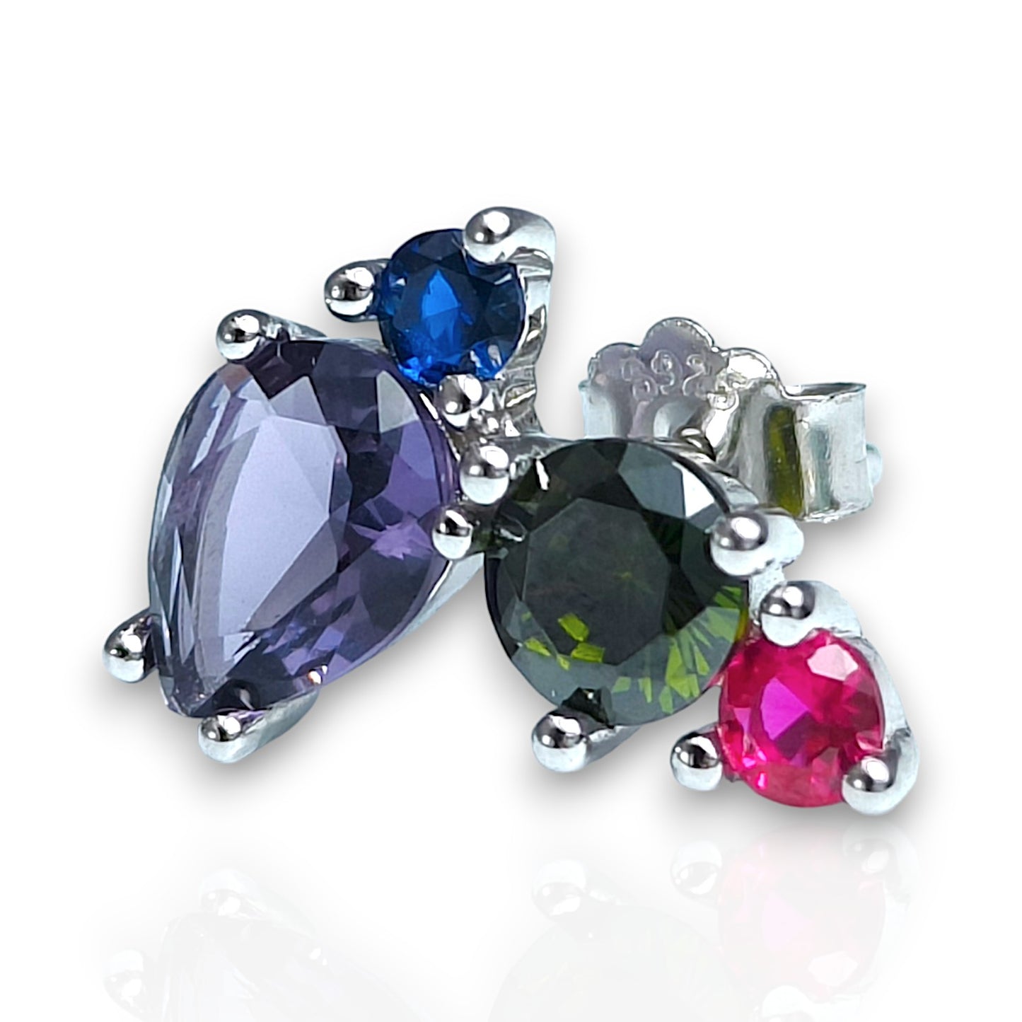 Cercei din argint cu pietre multicolore forme geometrice