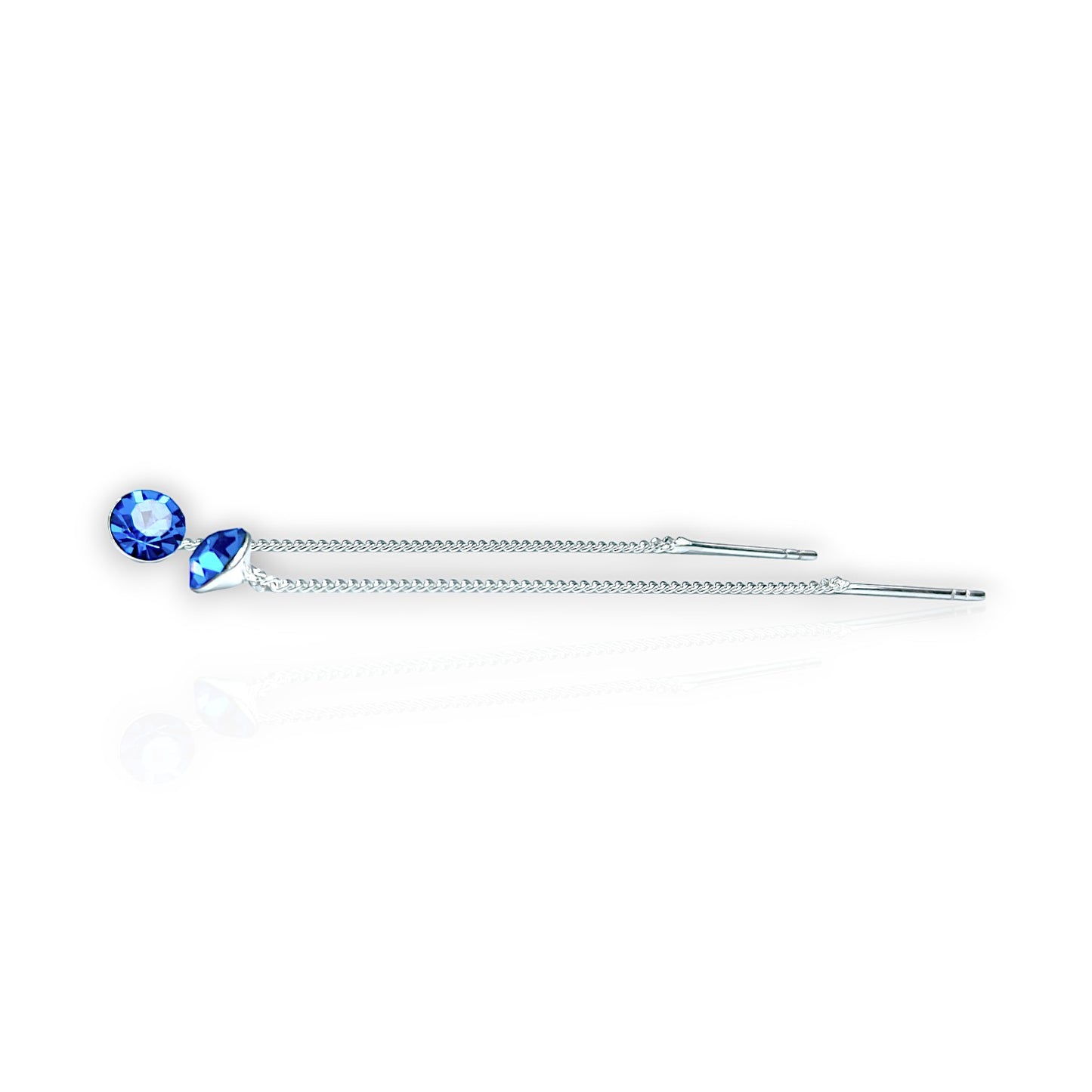 Cercei din argint cu cristale Swarovski. albastru inchis