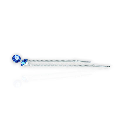 Cercei din argint cu cristale Swarovski. albastru inchis
