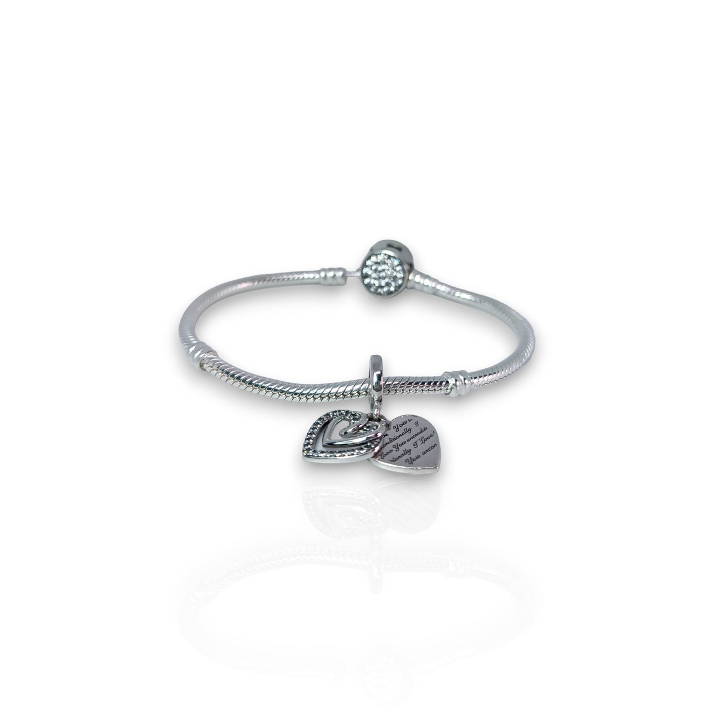 Talisman/Charm din argint - I love you unconditionally - inimă/heart