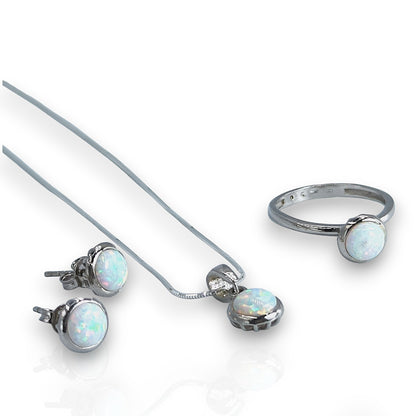 Set din argint opal alb