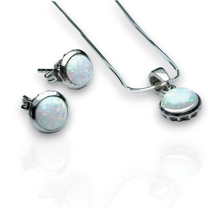 Set din argint opal alb